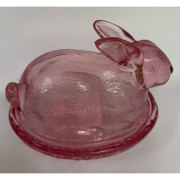 Vintage Pink Glass Candy Dish with Lid - Picture 2 of 7